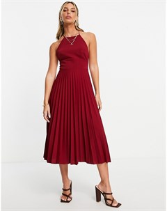 Красное плиссированное платье миди с узкой спинкой борцовкой Asos design