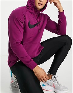 Худи темно фиолетового цвета с логотипом галочкой Dri FIT Nike training
