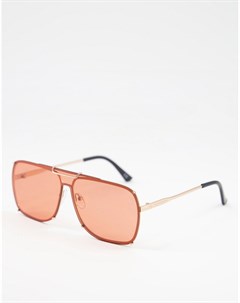 Солнцезащитные очки авиаторы в золотистой оправе с линзами оранжевого цвета Asos design