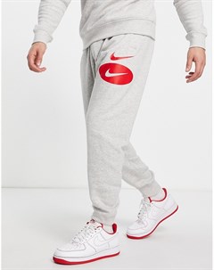 Серые флисовые джоггеры с логотипом галочкой Nike