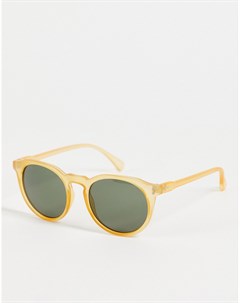 Круглые солнцезащитные очки в желтой оправе в стиле ретро с линзами винтажного зеленого оттенка Asos design