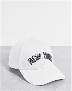 Белая кепка с принтом New York Jack & jones