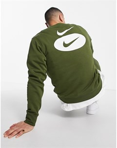 Свитшот цвета хаки с логотипом галочкой на спине Nike