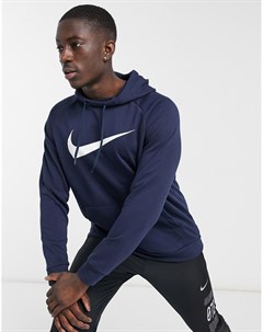 Худи темно синего цвета с логотипом галочкой Dri FIT Nike training