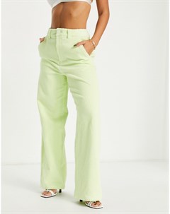 Зеленые брюки в винтажном стиле с завышенной талией от комплекта Edited