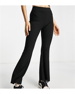 Расклешенные брюки из трикотажа в рубчик черного цвета Vero moda petite