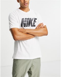 Белая футболка с графическим логотипом Camo Dri FIT Nike training