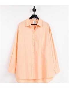 Рубашка в стиле oversized из органического хлопка персикового цвета Plus Collusion