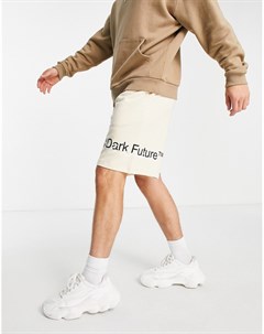 Бежевые свободные шорты с принтом логотипа на штанине ASOS Dark Future Asos design