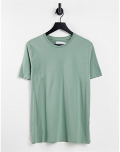 Зеленая классическая футболка Topman