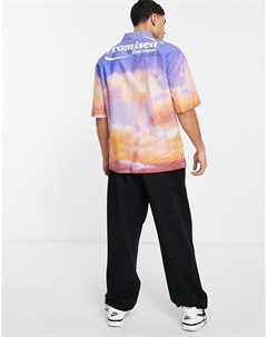 Oversized рубашка с графическим принтом облаков Topman