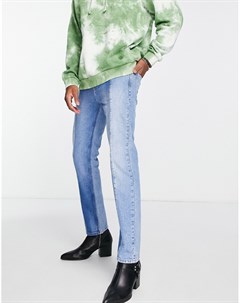 Светлые выбеленные джинсы прямого кроя из переработанного материала со вставками Topman