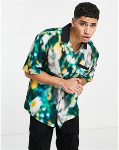 Рубашка в стиле oversized с контрастным воротником и цветочным принтом Topman