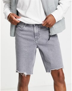 Серые джинсовые шорты узкого кроя с необработанным краем Asos design