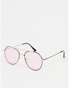 Черные солнцезащитные очки авиаторы с розовыми стеклами Aj morgan