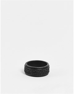 Черное матовое кольцо с тиснением в греческом стиле Asos design