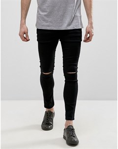 Черные джинсы с напылением и рваными коленями Ldn dnm