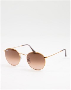 Солнцезащитные очки в круглой золотистой оправе с коричневыми линзами Ray-ban®