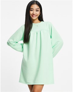 Платье свитшот ярко зеленого цвета с присборенной кокеткой Miss selfridge