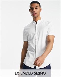 Белая сатиновая премиум рубашка приталенного кроя с воротником стойкой Asos design