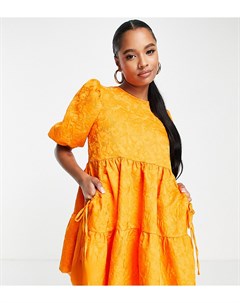 Ярко оранжевое ярусное платье мини с жаккардовым узором и карманами ASOS DESIGN Petite Asos petite