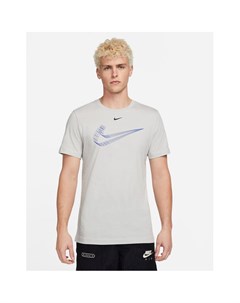 Серая футболка с графическим логотипом галочкой с эффектом 3D Nike