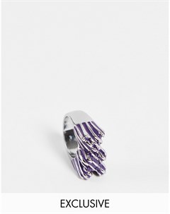 Серебристое кольцо с дизайном в виде игрушечного мишки в карамельную полоску Inspired Reclaimed vintage