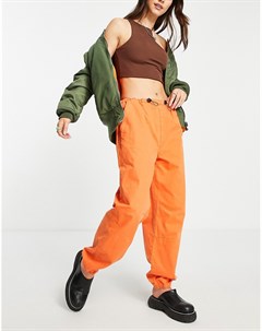 Ярко оранжевые брюки карго в стиле 90 х с пуговицами моржовый клык Asos design