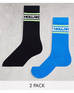 Набор из двух пар носков черного и голубого цветов House of holland