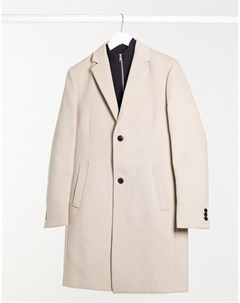 Пальто цвета экрю из искусственной шерсти Topman