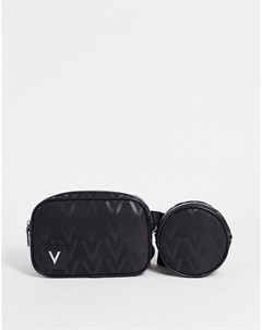 Черная сумка для авиапутешествий с кошельком для монет и со сплошным принтом логотипа Contrau Valentino bags