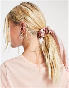 Розовая атласная резинка для волос с длинными лентами Easilocks