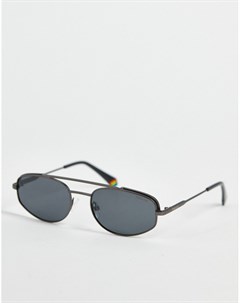 Черные солнцезащитные очки авиаторы в стиле ретро с серебристой отделкой 6130 S Polaroid