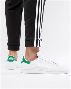 Белые кожаные кроссовки с зеленой отделкой Stan Smith Adidas originals