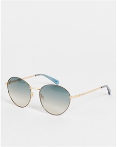 Большие солнцезащитные очки с круглыми стеклами голубого цвета Love moschino
