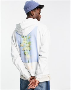 Oversized худи светло голубого цвета с цветочным фотопринтом на спине Asos design