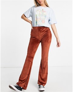 Расклешенные брюки рыжего цвета из трикотажного вельвета Jdy