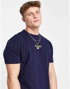 Классическая oversized футболка темно синего цвета с логотипом по центру груди из капсульной коллекц Polo ralph lauren