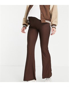Расклешенные трикотажные брюки шоколадно коричневого цвета для будущих мам Pieces maternity