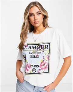 Белая футболка с графическим принтом L amour Rebellious fashion