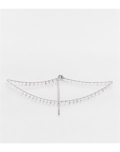 Серебристое ожерелье чокер с подвесками Designb london