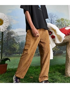 Свободные вельветовые брюки карго коричневого цвета в стиле 90 х Collusion