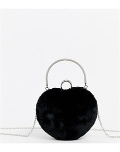 Структурированная сумка в форме сердца из искусственного меха с ручкой эксклюзивно от London My accessories