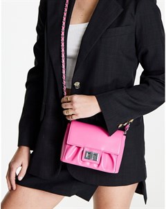 Розовая сумка через плечо со сборками и ремешком цепочкой Asos design