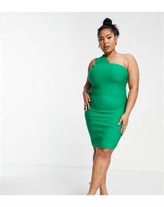 Облегающее платье мини зеленого цвета на одно плечо с Vesper plus
