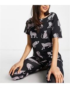 Пижамный комплект из органического хлопка с принтом пантер розового цвета Exclusive Petite SoU Zoe C Lindex