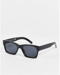Солнцезащитные очки черного цвета в стиле ретро с монограммой на дужках River island