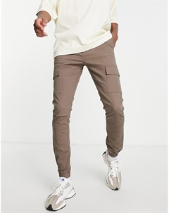 Коричневые брюки карго узкого кроя Asos design