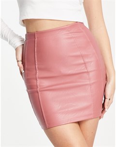 Розовая мини юбка из искусственной кожи от комплекта Rebellious fashion