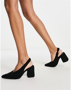 Черные туфли на блочном каблуке с ремешком через пятку Serina Asos design